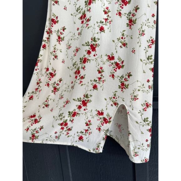 Reformation Marlowe Cream Red Floral Slip Mini Dress - Picture 6 of 6